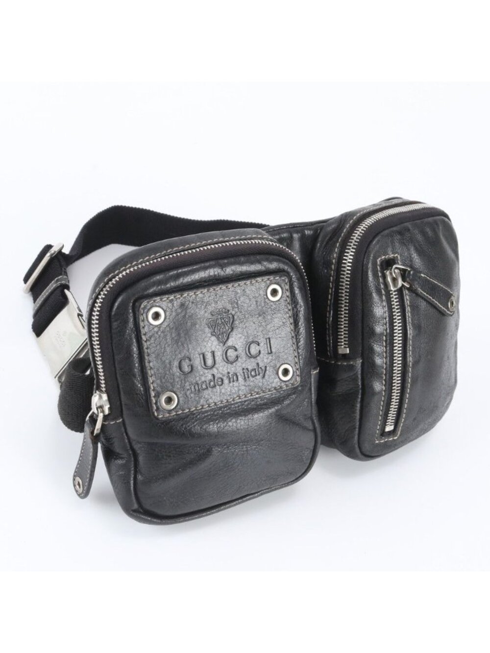 Gucci Leather 2-Way Belt Bag Crossbody Body Waist Pouch Shoulder Tote